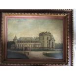 A framed oil on board of Chateau Richaude Bordeaux