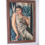 A picture on board in the style of Tamara de Lempicka