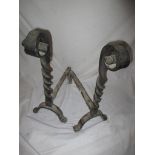 A pair of vintage iron fire grate lifters