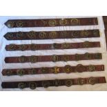 The Blue Boar Set of horse brasses on leather straps