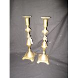 A pair of 19th century brass candlesticks