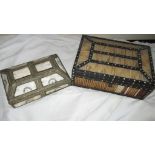 Two Indian boxes, one with porcupine quills, the other with bone panels