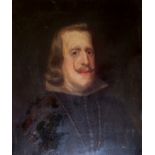 A Victorian oil on canvas portrait of Philip IV of Spain, after Diego Valazuez