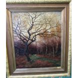 A Victorian oil on canvas of an autumnal forest scene