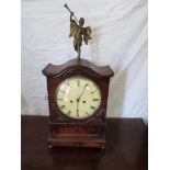 A Regency walnut bracket clock, with ormolu trumpeting angel finial