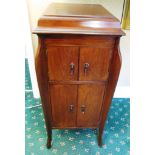 An early 20th century mahogany gramophone cabinet