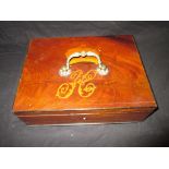 A Mahogany box bearing the Coronet & initial of Henry Duke of Cumberland, with gilt brass handle