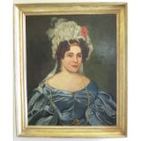 Oil on canvas half length portrait of countess De La  Chapelle, wife of Count Jean Xavier Chapelle