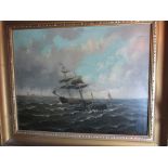 Oil on canvas sea scape signed J.Everard 1886