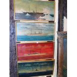 A set of 4 oil on board paintings of steam ships, each signed lower right N.J Emmanuel