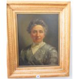 A 19th century oil on canvas a bust portrait of a lady probably continental