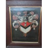 An oil on canvas in oak frame marked to lower section, 'The arms of the ancient family of Terrey