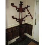 A Victorian mahogany hall stand with central lyre decoration