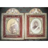 2 19th Century 7th Hussars shell frames, with central pictures