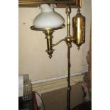 A Brass standard lamp in the form of a coal gas lamp