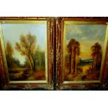 A pair of 19th Century oil on canvas country scenes, Signed G Lesley to centre, in swept frames