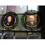 2 free mounting leaded stained glass window sun plaques of Fletcher and Thomas Guthrie D.D.