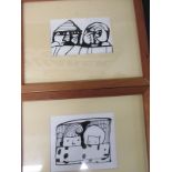 A pair of ink drawings by John Rattigan