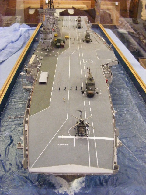 Fine Quality Large & Detailed Scale Model Of HMS Hermes In Perspex Case - ship length approx. 48"