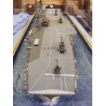 Fine Quality Large & Detailed Scale Model Of HMS Hermes In Perspex Case - ship length approx. 48"