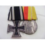 German WW1 2nd Class Iron Cross & Imperial Silver Medal Set