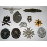 Third Reich Tank Badge & Other Similar Badges, Some With Losses To Pins