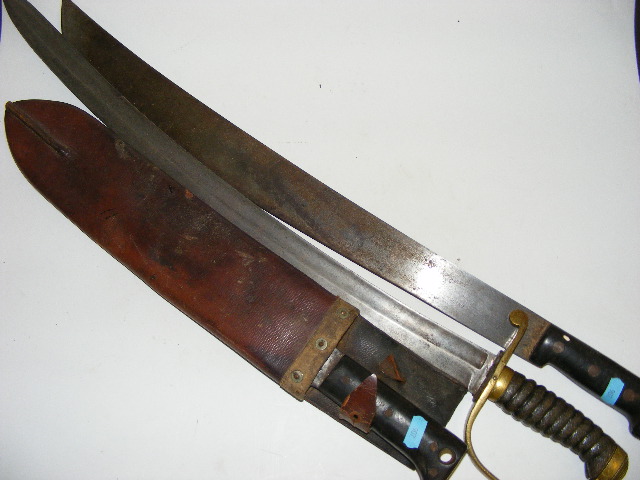 US Collins Machete No.1250, 1940 With Brass Handled Curved Blade Ceremonial Sword (Lacking Scabbard)