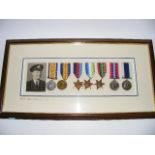 Framed & Mounted WW2 British Medal Set Of Warrant Officer J. E. Nott - J.86795 J.E Nott Boy. 1 R.N.