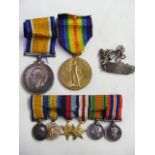 WW1 Medals Twinned With Six Miniatures 593160 Pte C. G Clark 18-Lond. R, Silver ID Bracelet With