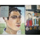 British WW2 Bundle Inc. Art Work Whilst In Burma By John Lesley Jones Of RAF, His Badges, Release