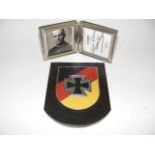 Iron Cross Plaque & Framed SS Officer Picture