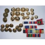 Quantity Of Old & Modern Royal Highlanders Blackwatch Tunic Buttons Twinned With Medal Bars