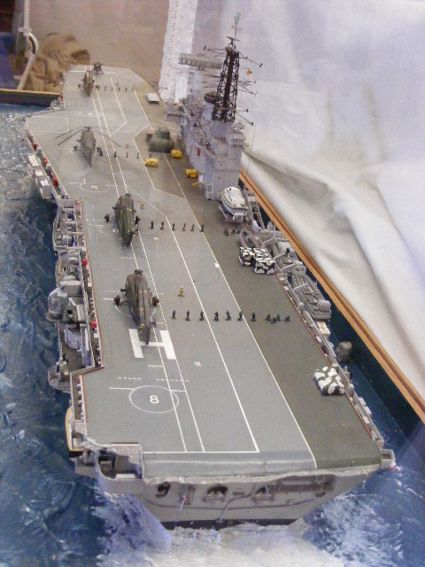 Fine Quality Large & Detailed Scale Model Of HMS Hermes In Perspex Case - ship length approx. 48" - Image 3 of 4