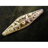 19thC. Gold Brooch With Diamonds Mounted On Platinum 4.3g