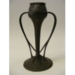 Tudric Liberty & Co. Art Nouveau Pewter Vase C.1905 & Three Pewter Trays