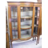 Edwardian Breakfront Display Cabinet With Satinwood Inlay