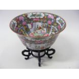 Chinese Porcelain Bowl Mounted On Hardwood Base