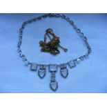 1920'S Rock Crystal Intaglio Necklace & A Later Costume Jewellery Necklace