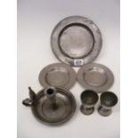 Pewter Candle Holder & Snuffer With Other Pewter