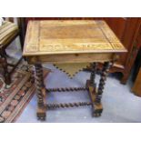 William IV Rosewood Veneer Work Box With Barley Twist Legs With Contents
