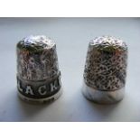 Decorative Silver Name Place Thimble - Blackpool & One Other