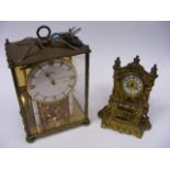 A Small Gilt Clock & Two Others (One Not Showing)