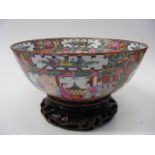 Chinese Porcelain Bowl & Hardwood Base