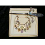 Monet Necklaces, Silver Gate Bracelet & Silver Handled Button Hook