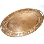 C.1890 Newlyn Copper Tray With Pierced Gallery & Frieze Of Fish