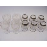 Ten Good Drinking Glasses, Six With Silver Overlay