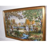 Large Woven Picture Of Hunt Scene