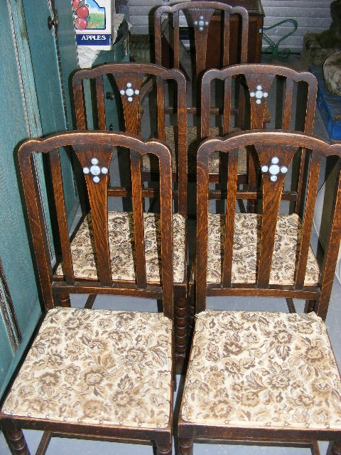 Arts & Crafts Style Carver & Four Matching Chairs