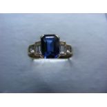 Art Deco Style 9ct Gold Sapphire Ladies Ring