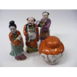 Three Chinese Porcelain Figures & A Ginger Jar